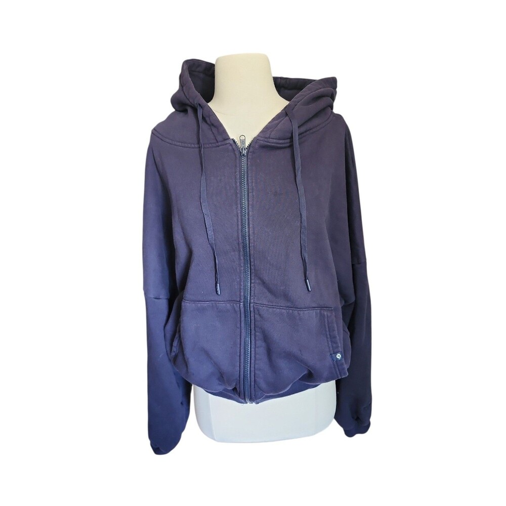 Popflex Zip Cloud Hoodie Womens S/M Academic Navy Oversized Athleisure Heavy